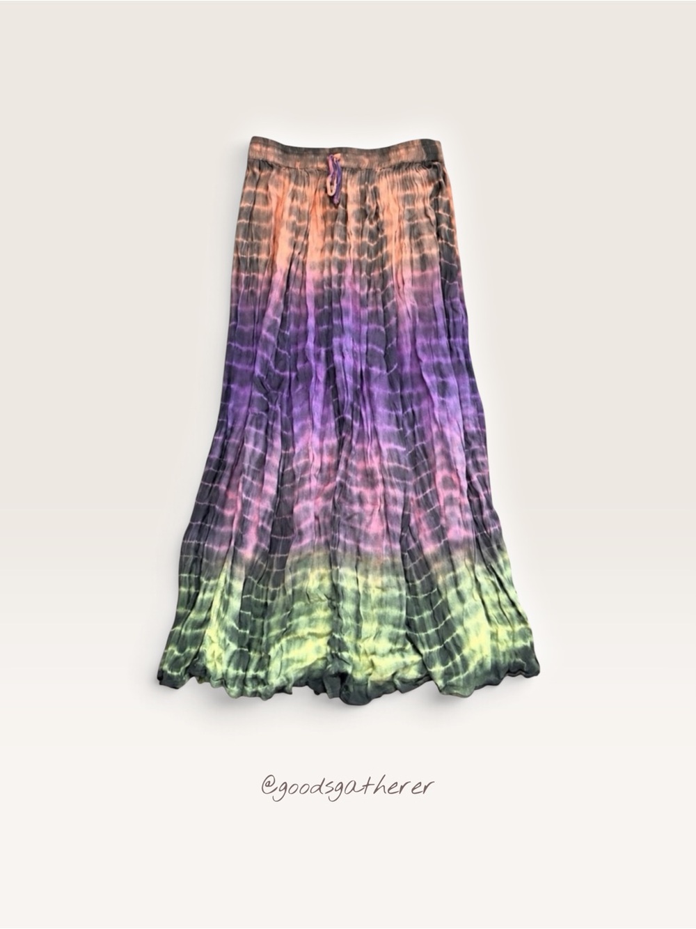 Just Cruisin Maxi Skirt Womens Free Size Tie Dye Ombre Crinkle Rayon Boho India